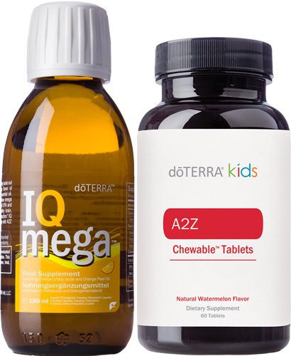 dōTERRRA - A2Z Chewable™ rágótabletta és IQ Mega™ folyékony omega-3 táplálékkiegészítő csomag - dōTERRA gyermekeknek
